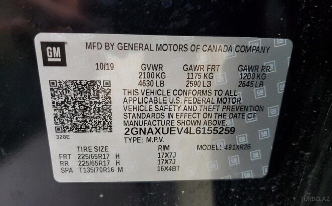 Chevrolet Equinox 2019, 136,000 km - 1.5 l - Gəncə
