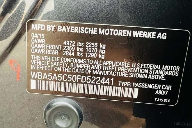 BMW 528 2015, 141,000 km - 2.0 l - Gəncə