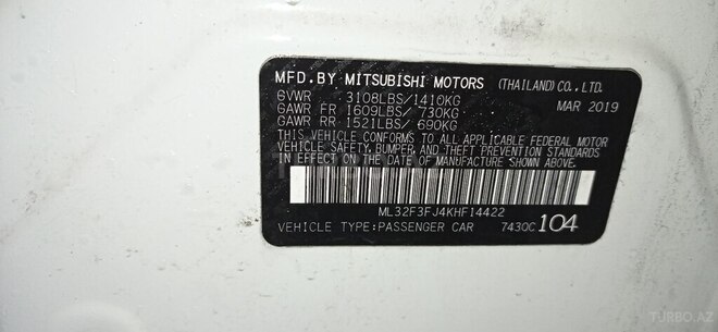 Mitsubishi Mirage 2019, 122,500 km - 1.2 л - Bakı