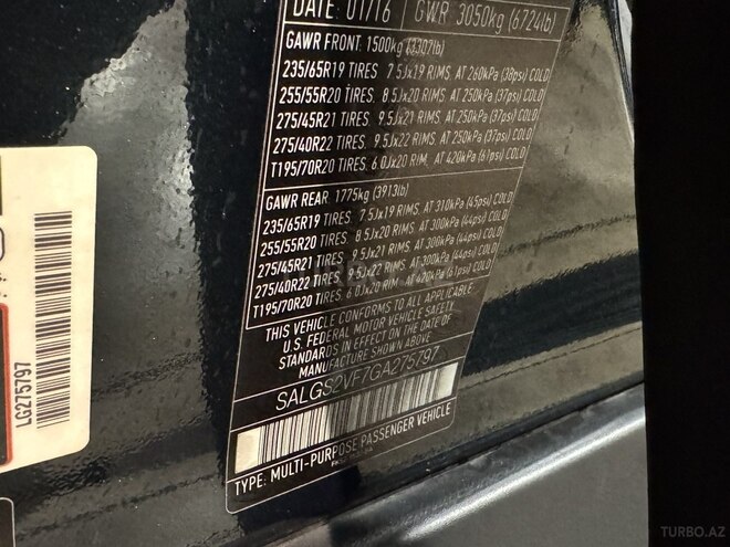 Land Rover Range Rover 2016, 191,800 km - 3.0 l - Bakı