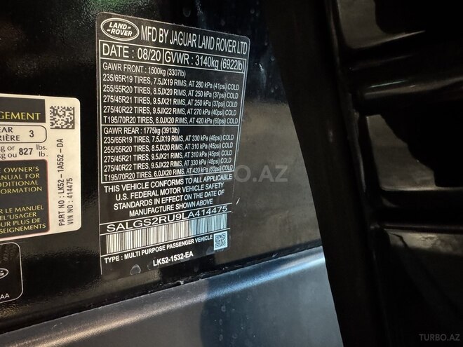 Land Rover Range Rover 2020, 133,000 km - 3.0 l - Bakı