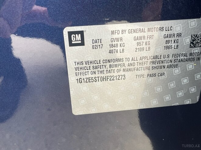 Chevrolet Malibu 2017, 150,000 km - 1.5 l - Şirvan