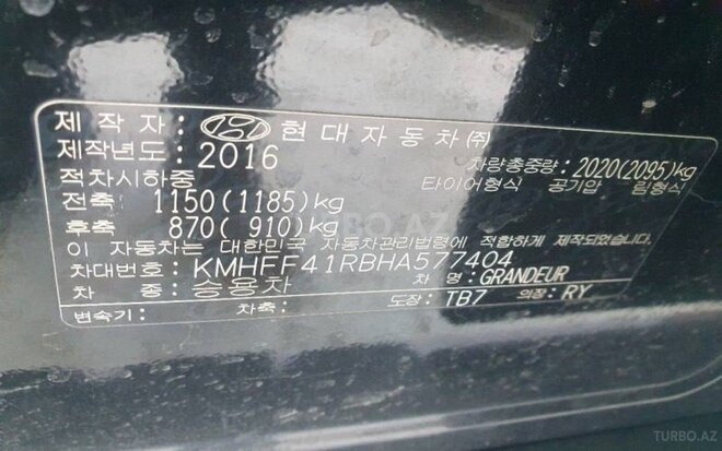 Hyundai Grandeur 2016, 147,336 km - 2.2 l - Bakı
