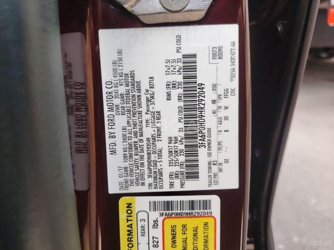 Ford Fusion (North America) 2017, 113,000 km - 1.5 l - Bakı