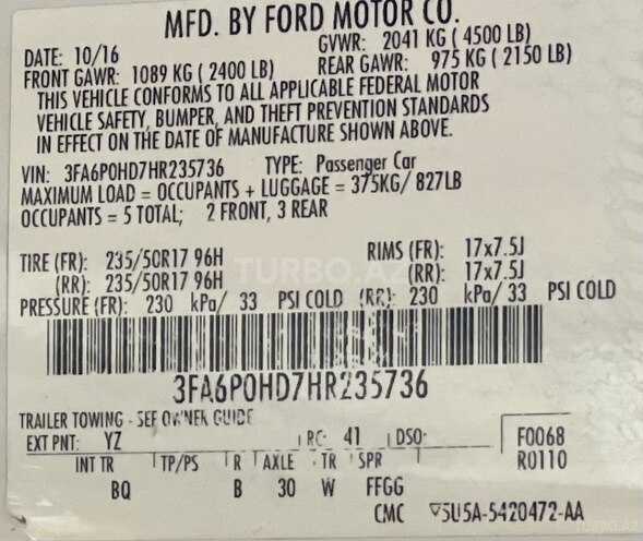 Ford Fusion (North America) 2017, 111,000 km - 1.5 л - Bakı