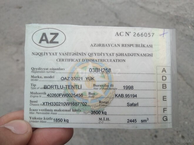 GAZ 33021 1998, 345,000 km - 2.5 l - Ağdaş