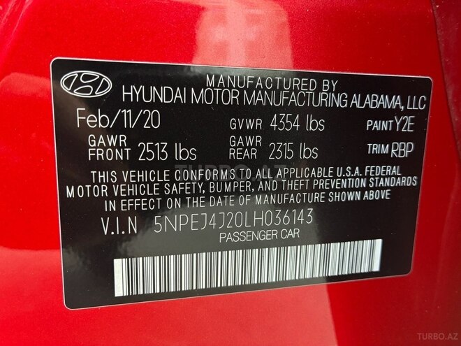 Hyundai Sonata 2020, 59,000 km - 1.6 l - Bakı