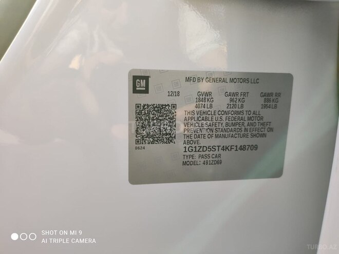 Chevrolet Malibu 2019, 123,185 km - 1.5 l - Şirvan