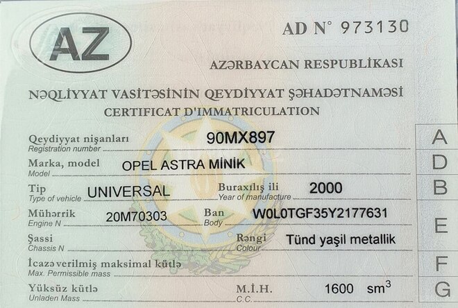 Opel Astra 2000, 373,000 km - 1.6 л - Bakı
