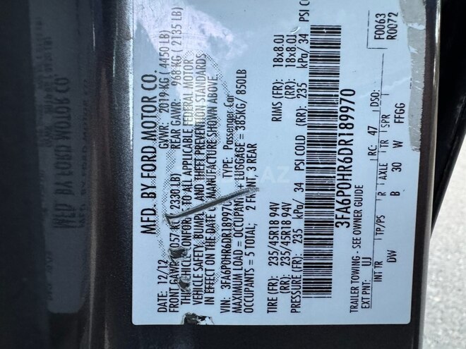 Ford Fusion (North America) 2013, 149,123 km - 1.6 l - Sumqayıt