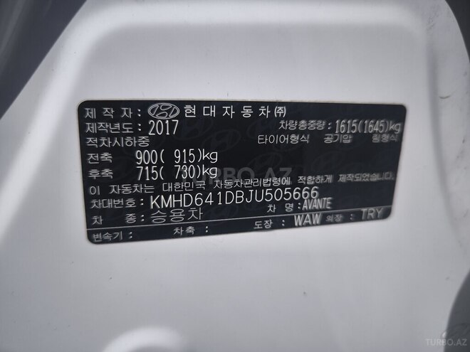 Hyundai Avante 2017, 170,000 km - 1.6 l - Sumqayıt
