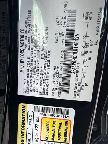 Ford Fusion (North America) 2020, 97,000 km - 1.5 l - Gəncə