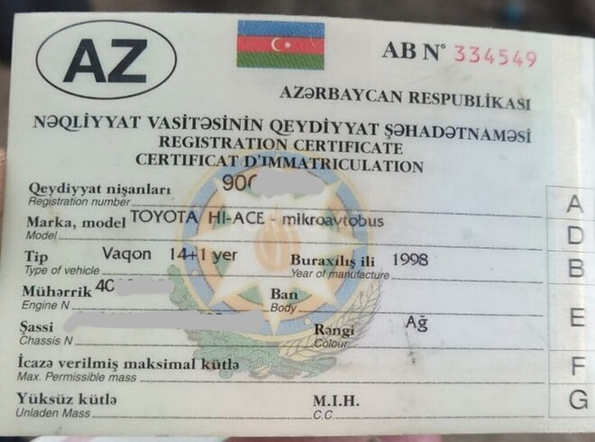 Toyota HiAce 1998, 267,000 km - 3.0 l - Bakı