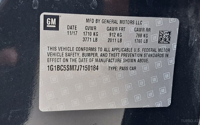 Chevrolet Cruze 2017, 147,467 km - 1.4 l - Bakı