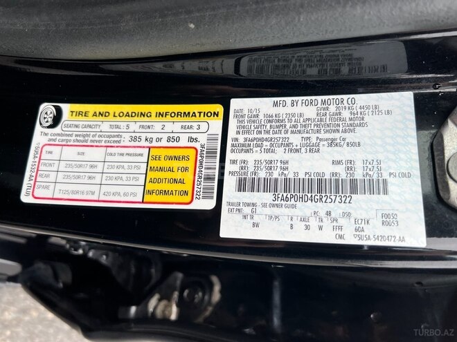 Ford Fusion (North America) 2015, 268,117 km - 1.5 l - Bakı