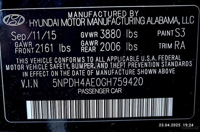 Hyundai Elantra 2015, 101,800 km - 1.8 l - Bakı