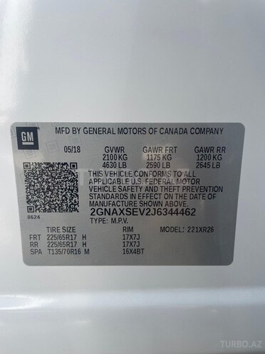 Chevrolet Equinox 2018, 140,500 km - 1.5 l - Bakı
