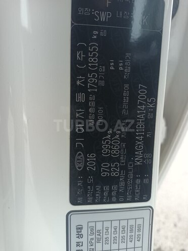 Kia K5 2016, 104,700 km - 2.0 l - Bakı