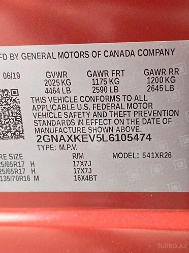 Chevrolet Equinox 2019, 114,000 km - 1.5 l - Bakı