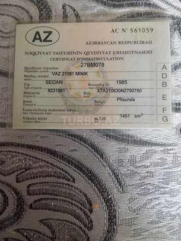 LADA (VAZ) 2106 1985, 98,727 km - 1.5 l - Xaçmaz
