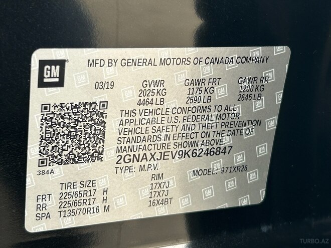 Chevrolet Equinox 2019, 155,968 km - 1.5 l - Gəncə