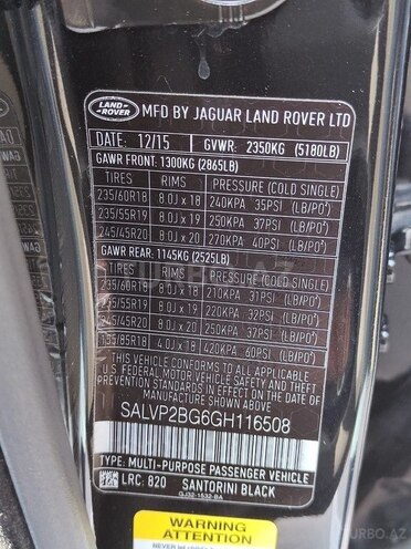 Land Rover RR Evoque 2016, 157,725 km - 2.0 l - Bakı