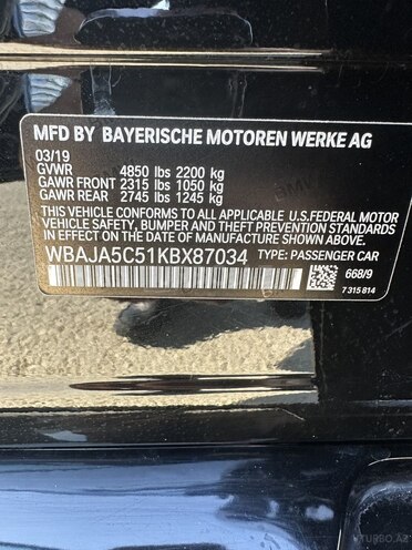 BMW 530 2019, 57,000 km - 2.0 l - Bakı