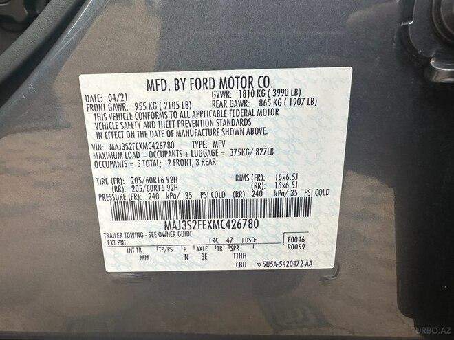 Ford Ecosport 2021, 119,896 km - 1.0 l - Gəncə