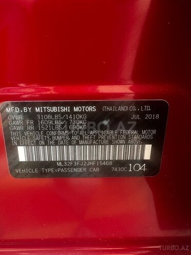 Mitsubishi Mirage 2018, 144,000 km - 1.2 л - Bakı