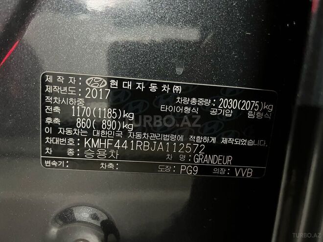 Hyundai Grandeur 2017, 158,000 km - 2.2 л - Bakı