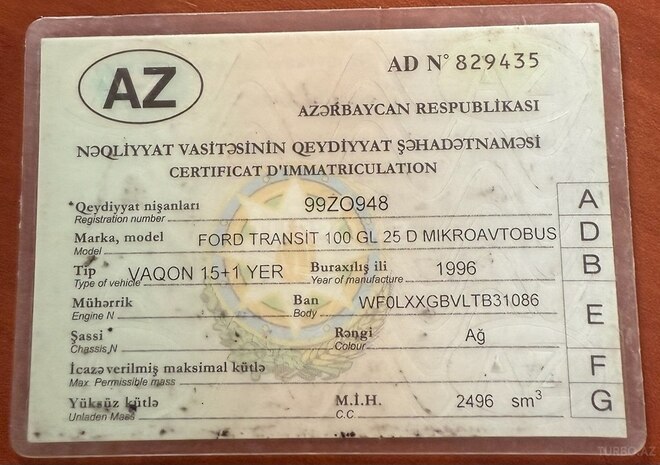 Ford Transit 1996, 660,000 km - 2.5 l - Bakı