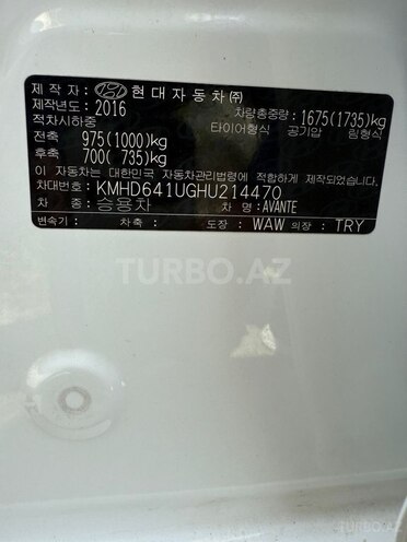 Hyundai Avante 2016, 108,155 km - 1.6 l - Bakı
