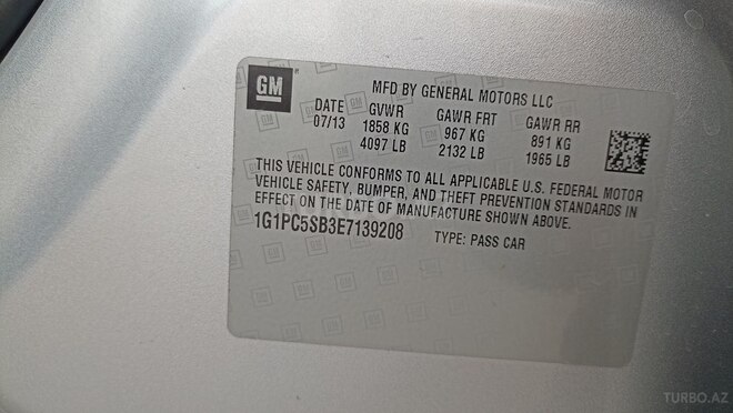 Chevrolet Cruze 2013, 194,000 km - 1.4 л - Gəncə
