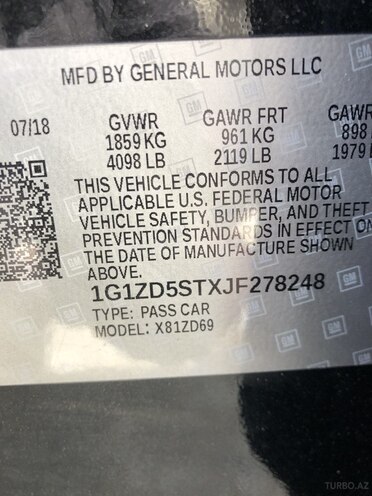 Chevrolet Malibu 2018, 85,241 km - 1.5 l - Bakı