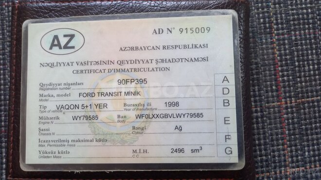 Ford Transit 1998, 843,810 km - 2.5 л - Ağdaş