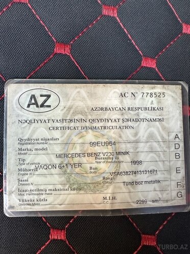Mercedes V 230 1998, 300,000 km - 2.3 l - Bakı