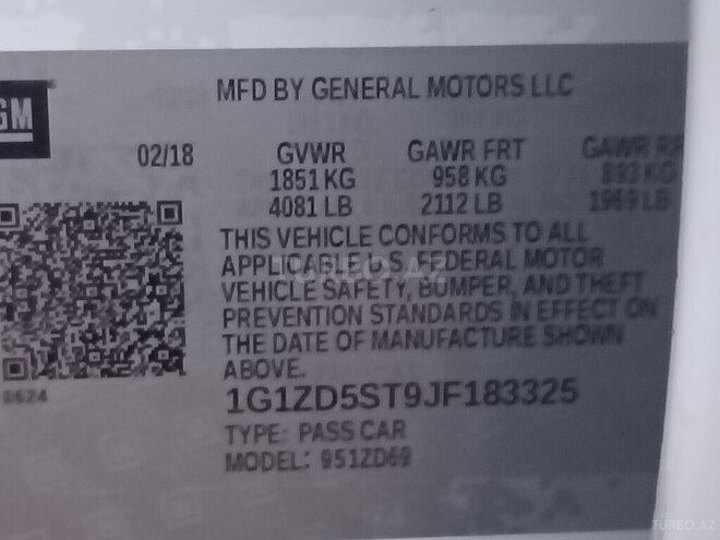 Chevrolet Malibu 2018, 160,000 km - 1.5 l - Gəncə