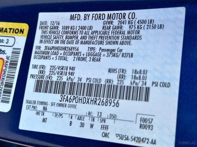 Ford Fusion (North America) 2016, 99,999 km - 1.5 l - Bakı