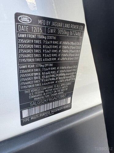 Land Rover Range Rover 2015, 92,000 km - 3.0 l - Bakı
