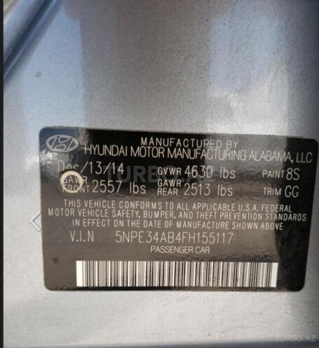Hyundai Sonata 2014, 96,000 km - 2.0 l - Bakı