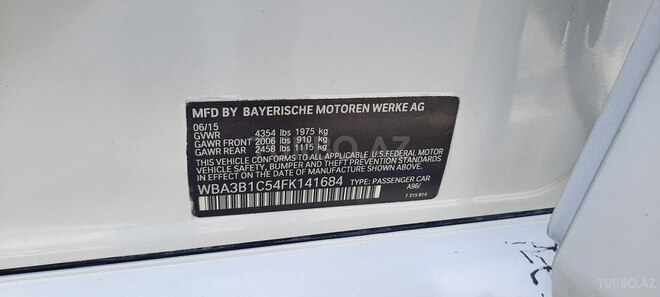 BMW 328 2015, 107,000 km - 2.0 l - Bakı