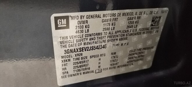 Chevrolet Equinox 2017, 140,000 km - 1.5 l - Bakı