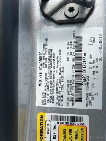Ford Fusion 2019, 197,000 km - 1.5 l - Bakı