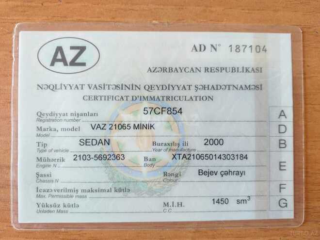 LADA (VAZ) 2106 2000, 54,520 km - 1.5 л - Mingəçevir