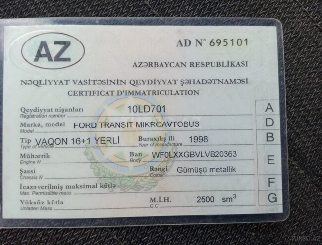 Ford Transit 1998, 377,333 km - 2.5 л - Quba