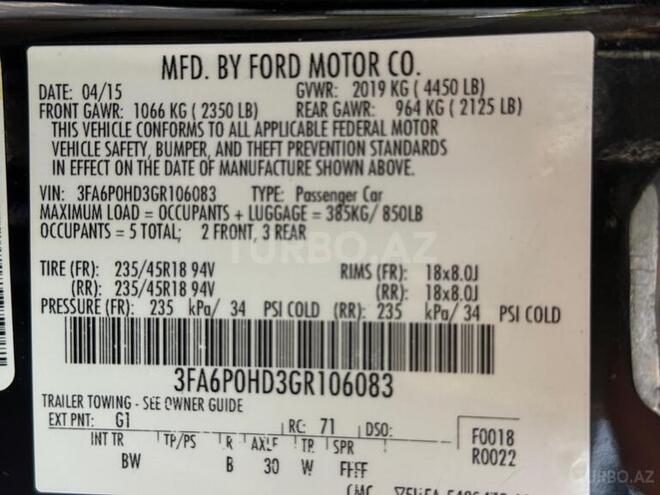 Ford Fusion (North America) 2015, 165,513 km - 1.6 l - Bakı