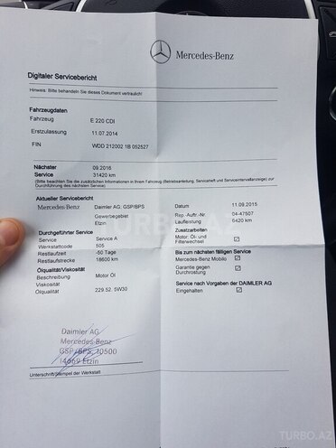 Mercedes E 220 d 2014, 220,000 km - 2.2 л - Bakı