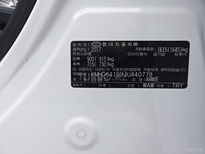 Hyundai Avante 2018, 109,000 km - 1.6 л - Bakı