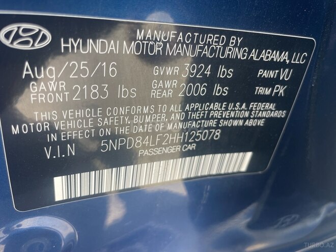 Hyundai Elantra 2016, 104,100 km - 2.0 l - Bakı