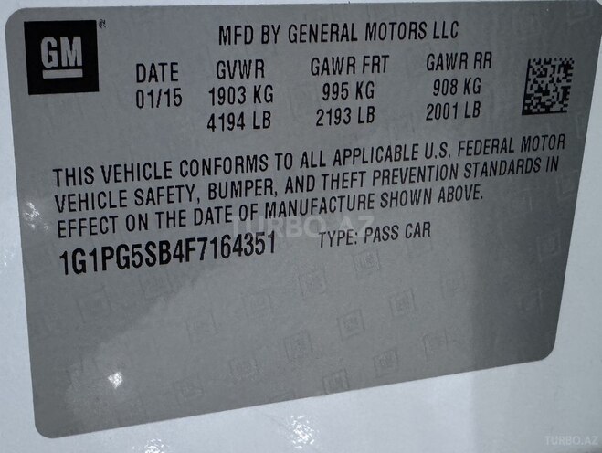 Chevrolet Cruze 2015, 124,000 km - 1.4 l - Bakı